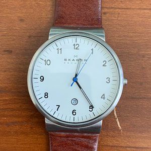 Ancher Medium Brown Leather Watch Skagen Denmark